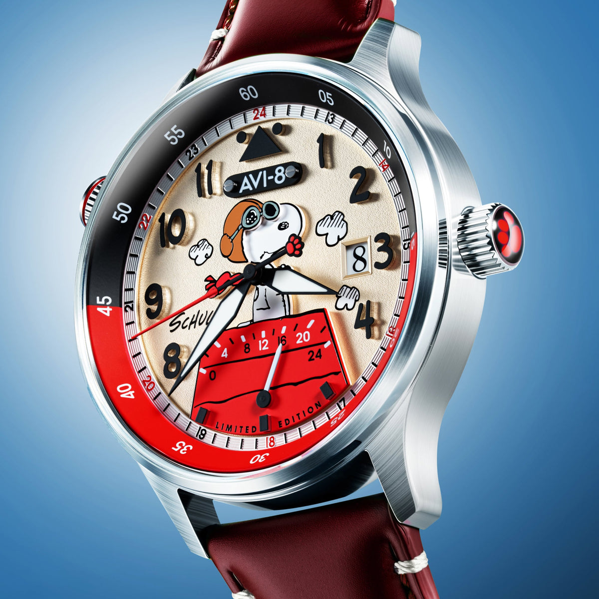 AVI-8 McKellar Dual Time Peanuts Snoopy Flying Ace – Ruby Ace (Limited Edition) – image 3