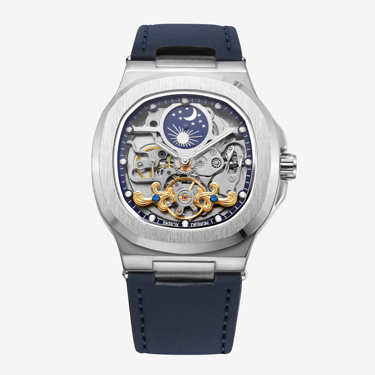 AXEL Lunar Skeleton Watch – Silver / Blue – image 1