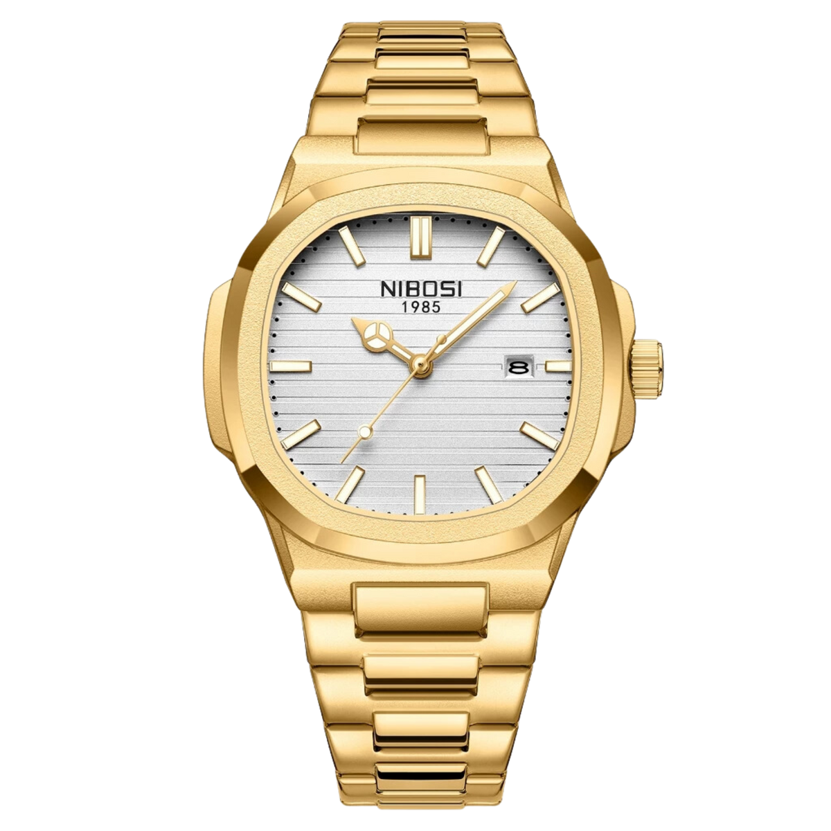 Nibosi Atlas Men's Watch – Gold – Gold & White