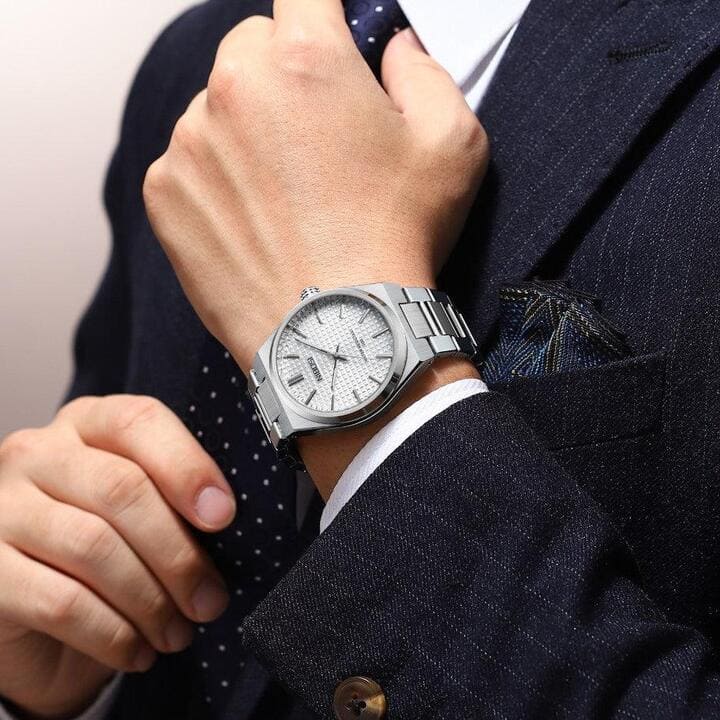 Nibosi Maestro Men's Minimalist Watch – Silver & White