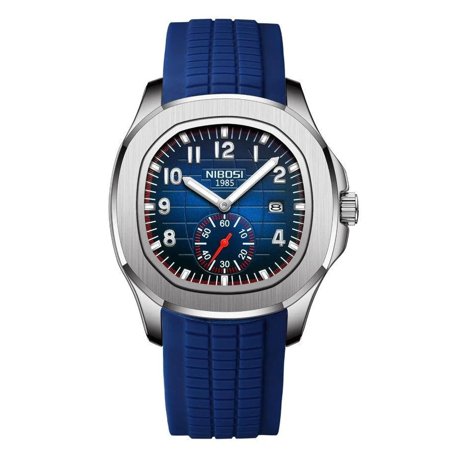 Nibosi Nemesis Men's Rubber Strap Watch – Blue