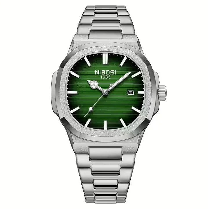 Nibosi Astronaut Men's Watch – Silver & Green