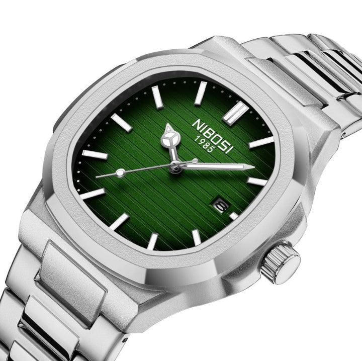 Nibosi Astronaut Men's Watch – Silver & Green