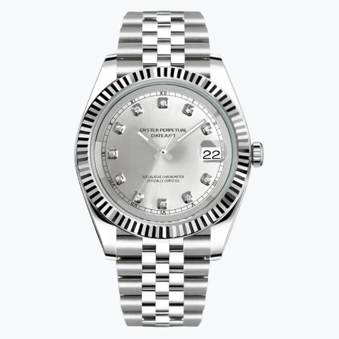 FYNTHER Datejust EDITION SILVER DIAMOND PLATINUM JUBILEE MOD