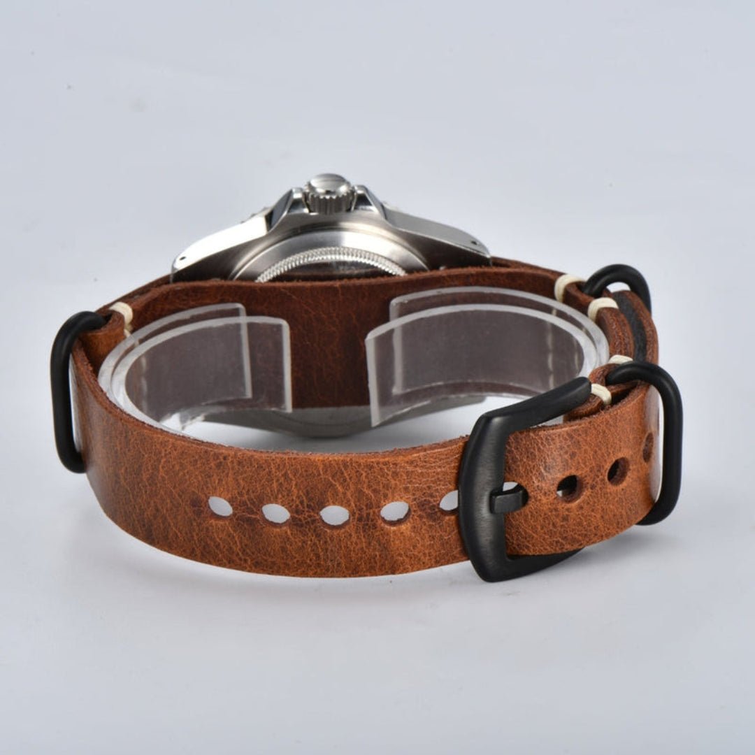 FYNTHER Submariner EDITION VINTAGE OPEN HEART MILSUB LEATHER MOD