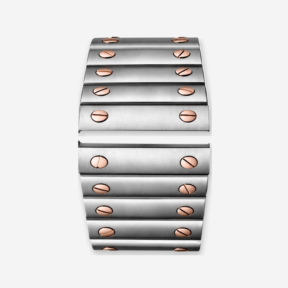 Brazalete de acero bicolor oro rosa con tornillos | Carré