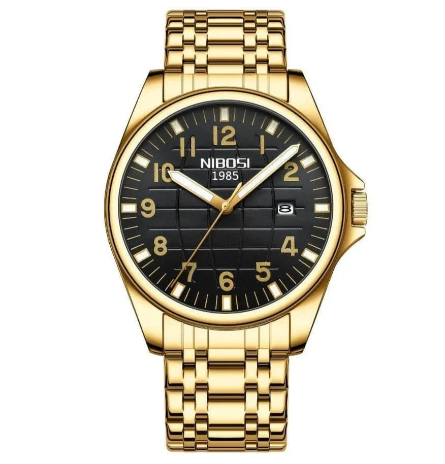 Nibosi Horizont Men's Watch – Gold & Black