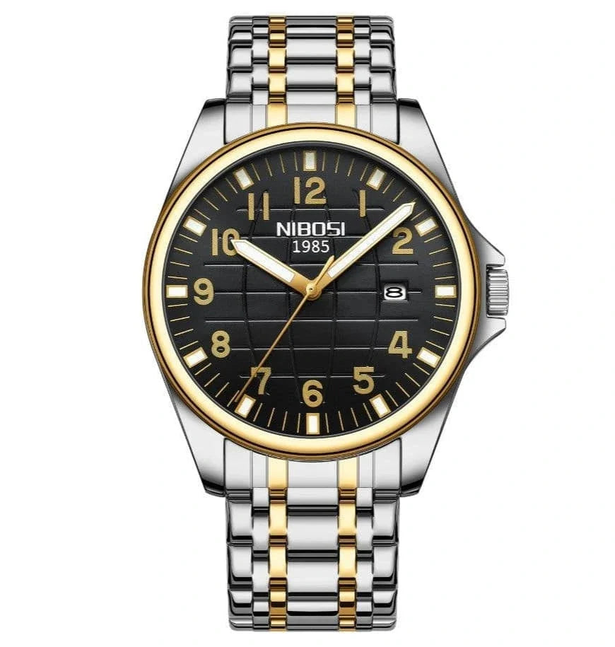 Nibosi Horizont Men's Watch – Silver-Gold & Black