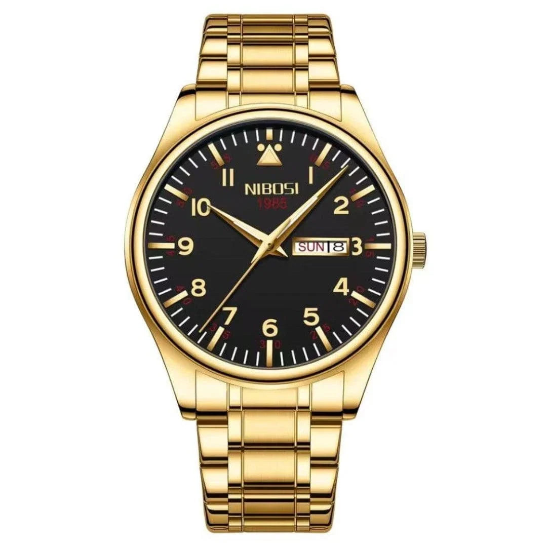 Nibosi Syncro Men's Watch – Gold & Black