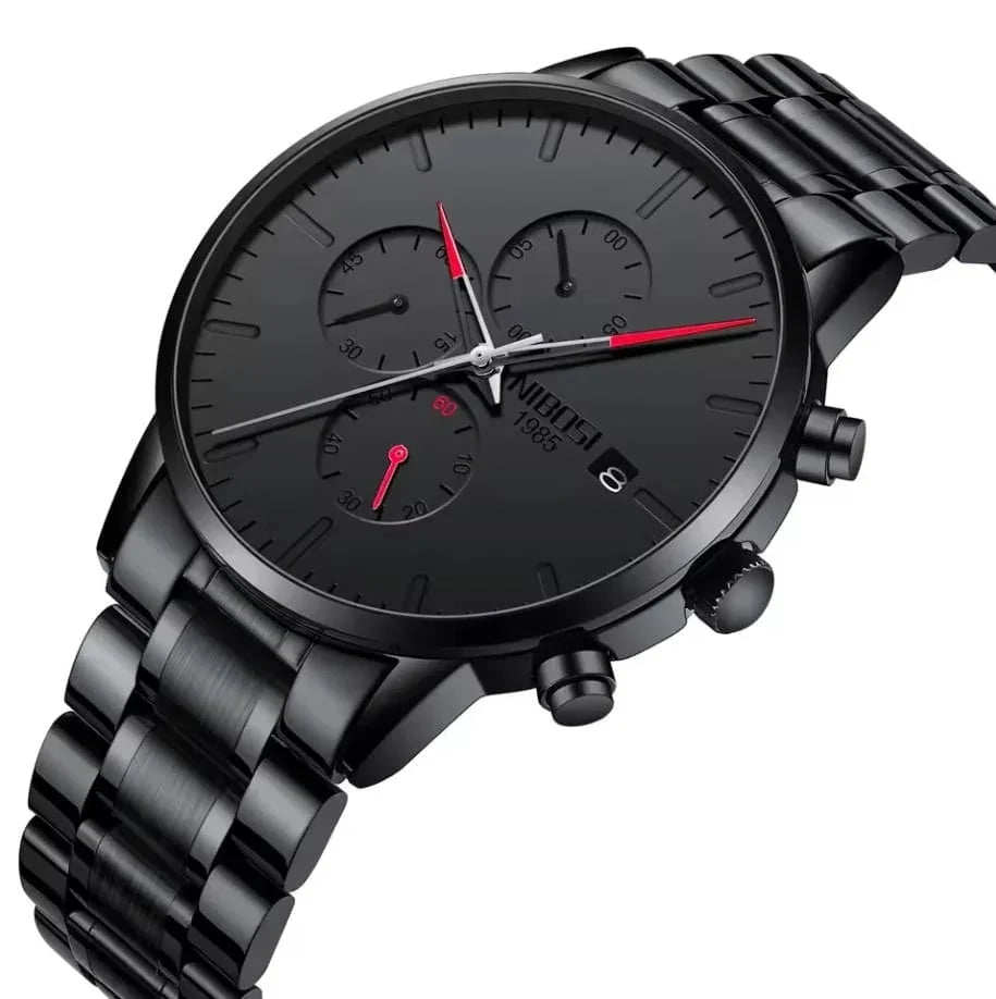 Nibosi Prestige Men's Watch – Black & Red