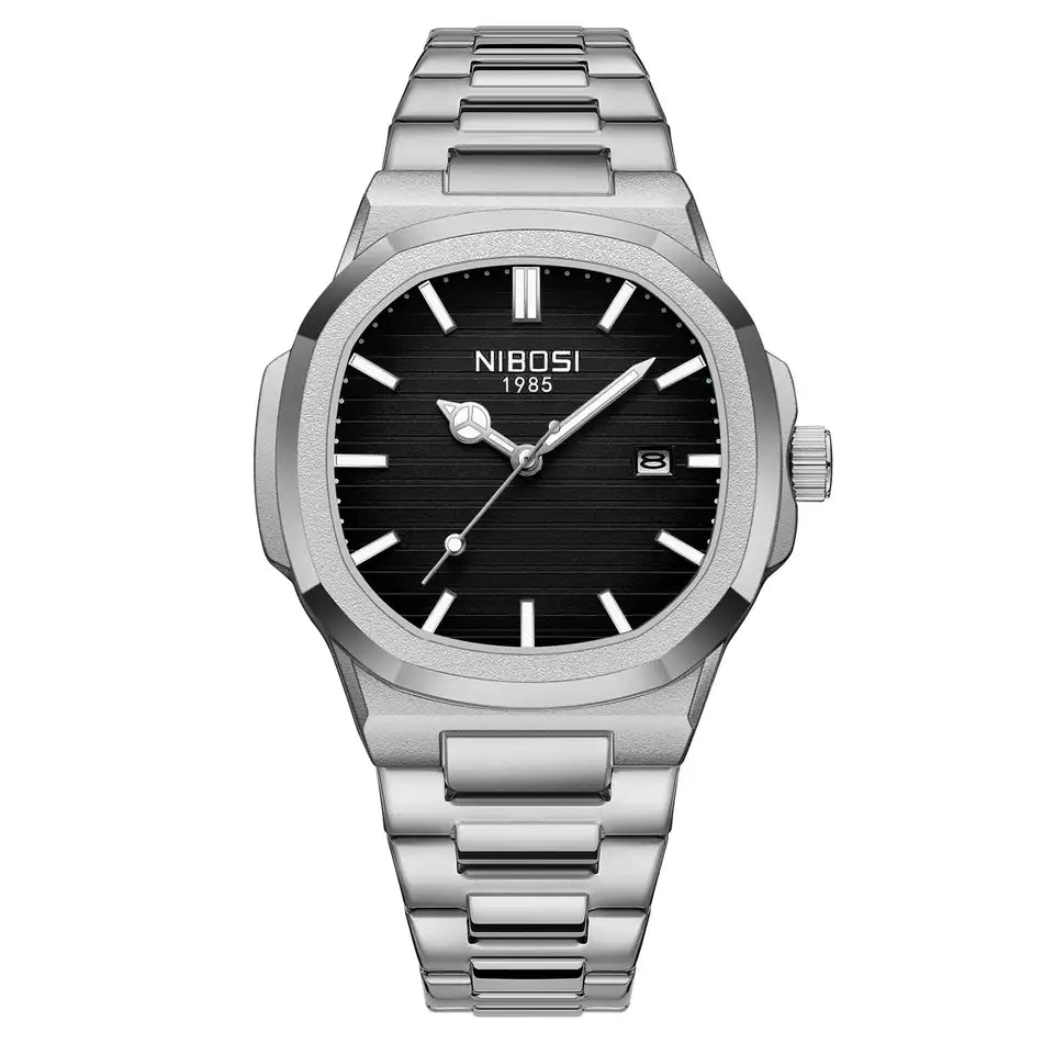Nibosi Astronaut Men's Watch – Silver & Black