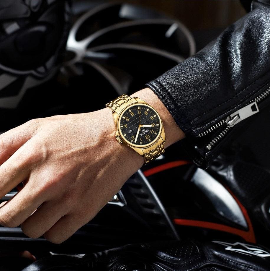 Nibosi Horizont Men's Watch – Gold & Black