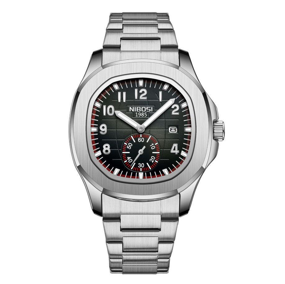Nibosi President Men's Watch – Silver & Black