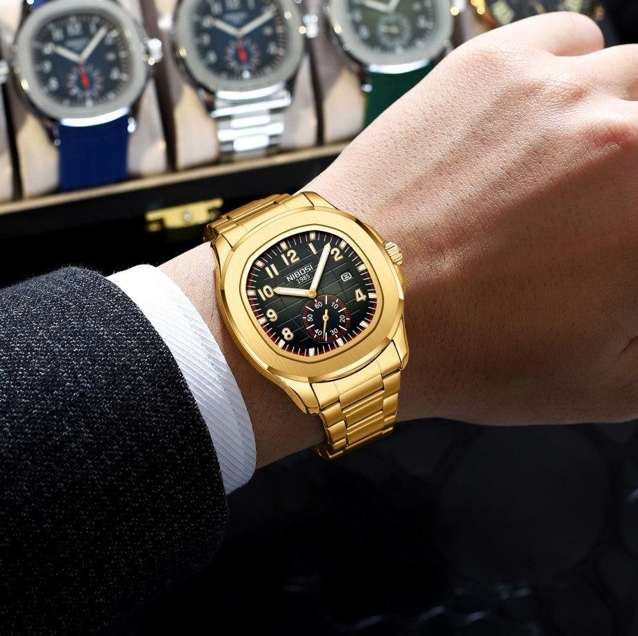 Nibosi President Men's Watch – Gold & Black