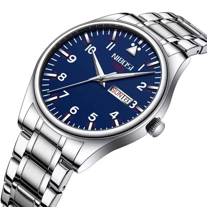 Nibosi Syncro Men's Watch – Silver & Blue