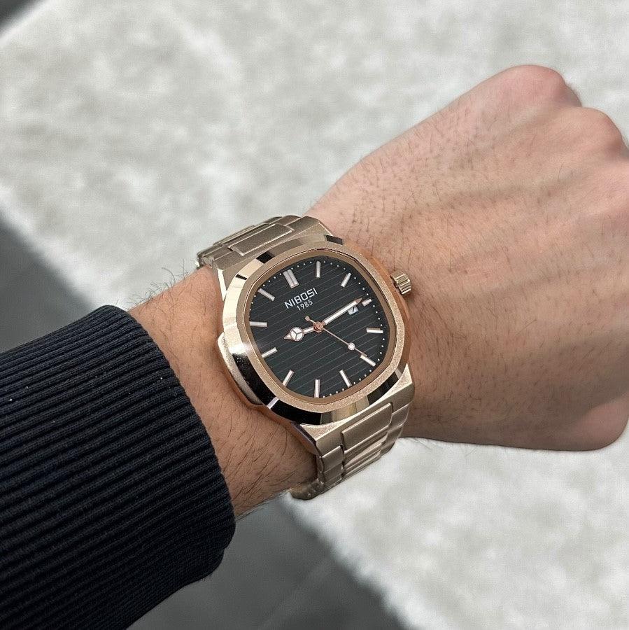 Nibosi Astronaut Limited Edition Men's Watch – Rose Gold & Black