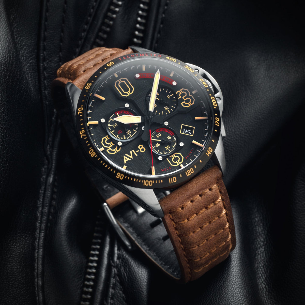 AVI-8 P-51 Mustang Blakeslee Chronograph – Bronze Oak – image 6