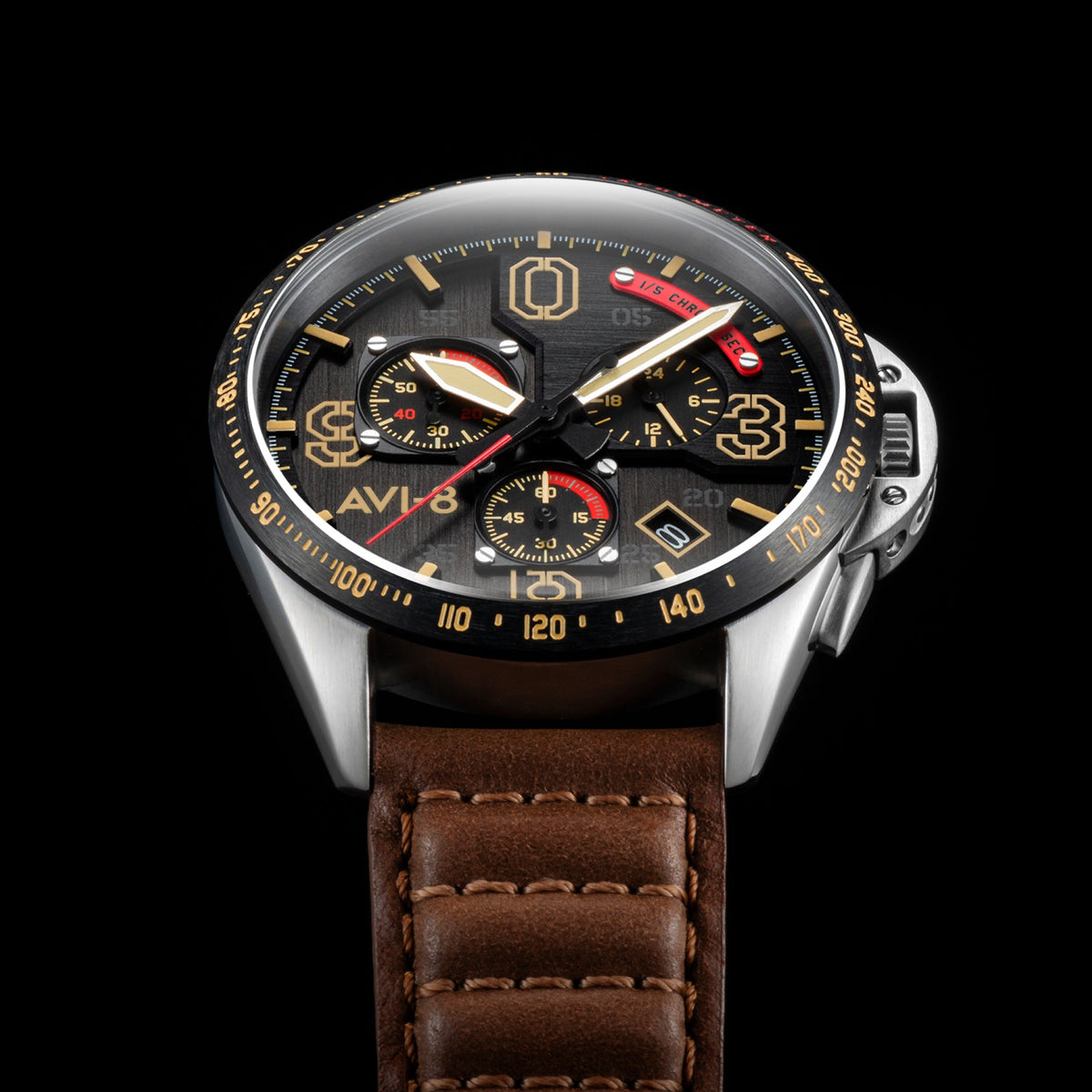 AVI-8 P-51 Mustang Blakeslee Chronograph – Bronze Oak – image 3