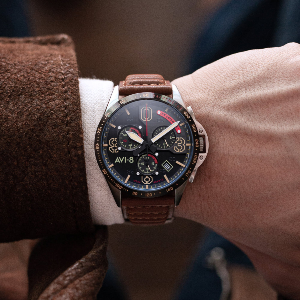 AVI-8 P-51 Mustang Blakeslee Chronograph – Bronze Oak