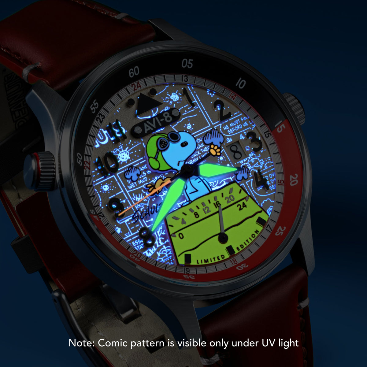 AVI-8 McKellar Dual Time Peanuts Snoopy Flying Ace – Ruby Ace (Limited Edition) – image 6