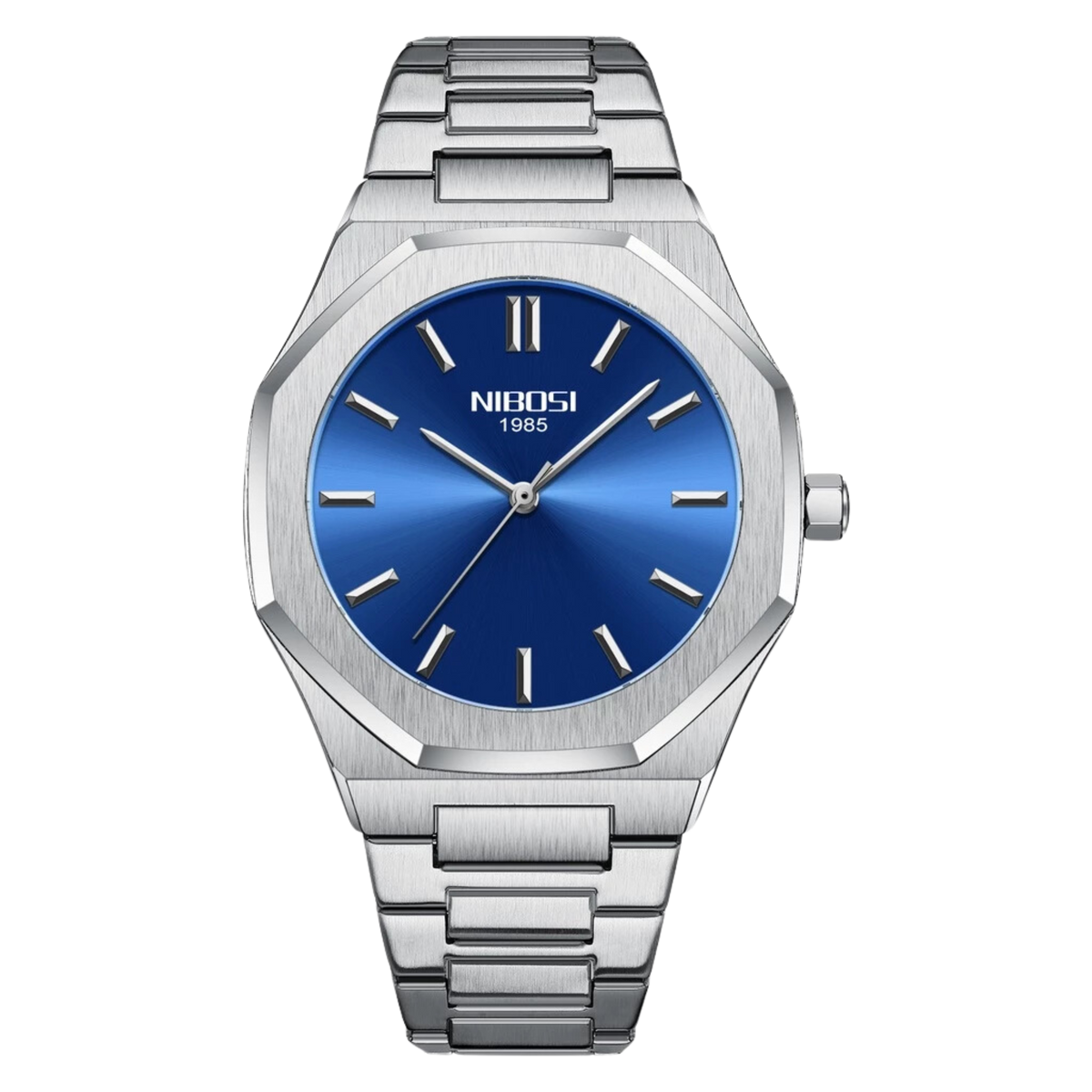 Nibosi Lynx Men's Watch – Silver & Blue