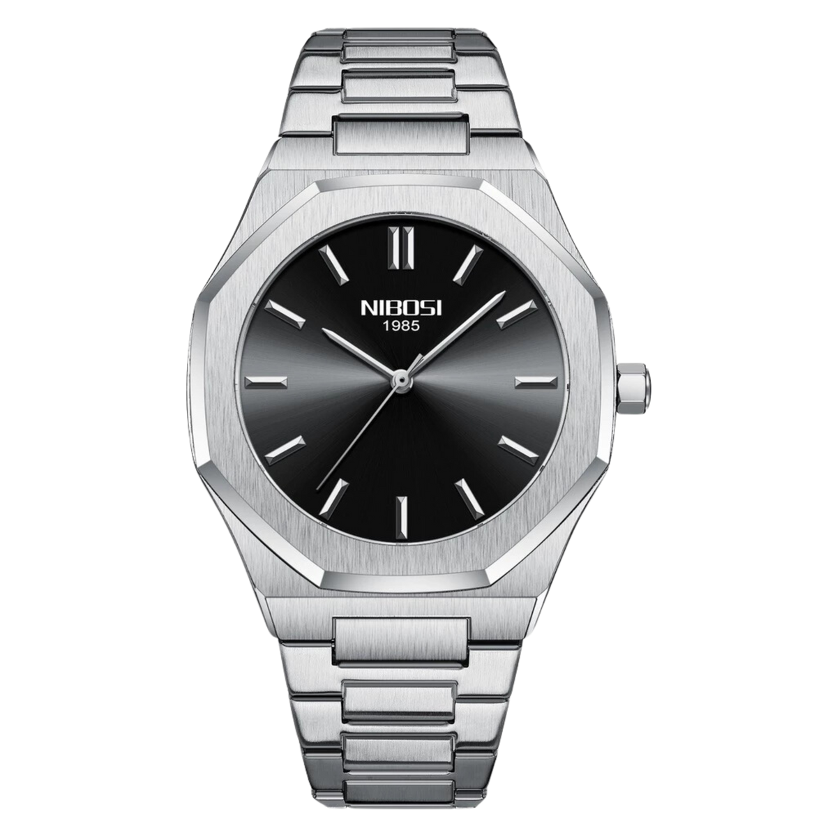 Nibosi Lynx Men's Watch – Silver & Black