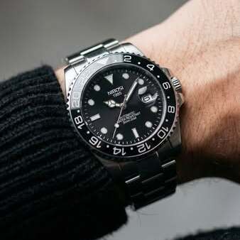Nibosi Majestic Men's Automatic Watch – Silver & Black