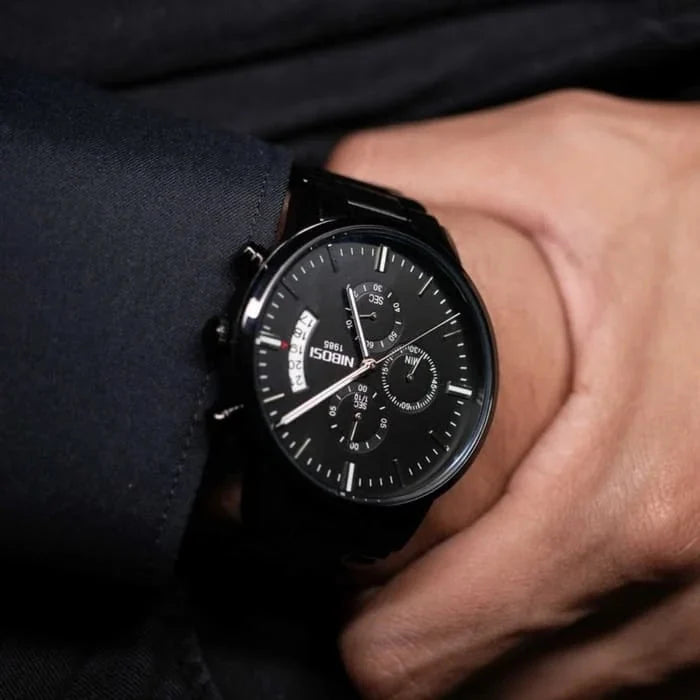 Nibosi Classic Men's Watch – Stainless Steel – Black