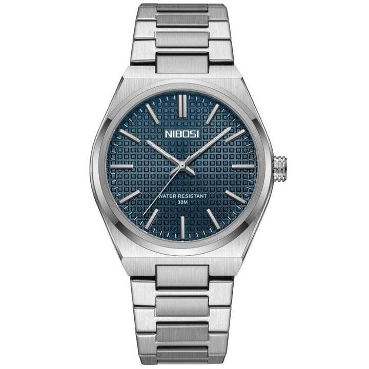 Nibosi Maestro Men's Minimalist Watch – Silver & Blue