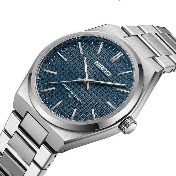 Nibosi Maestro Men's Minimalist Watch – Silver & Blue