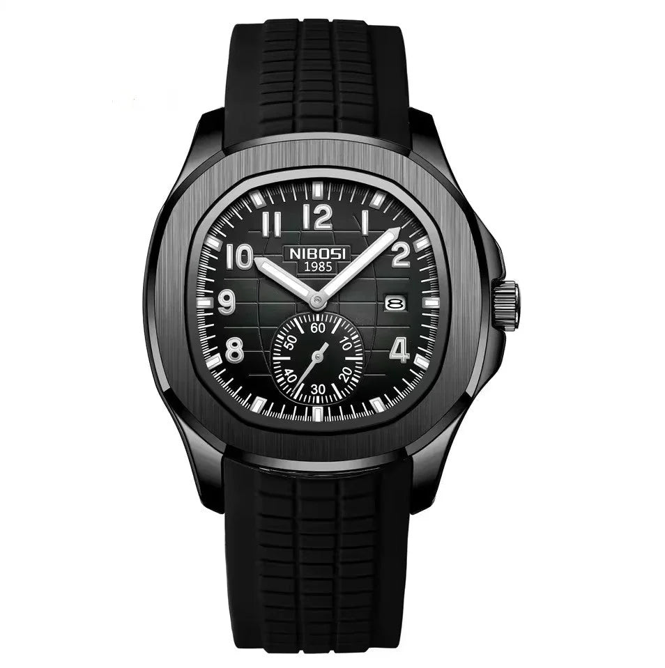Nibosi Nemesis Men's Rubber Strap Watch – Black