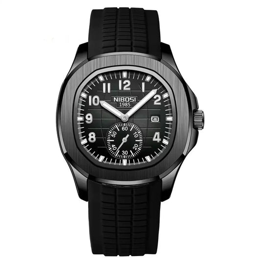 Nibosi Nemesis Men's Rubber Strap Watch – Black