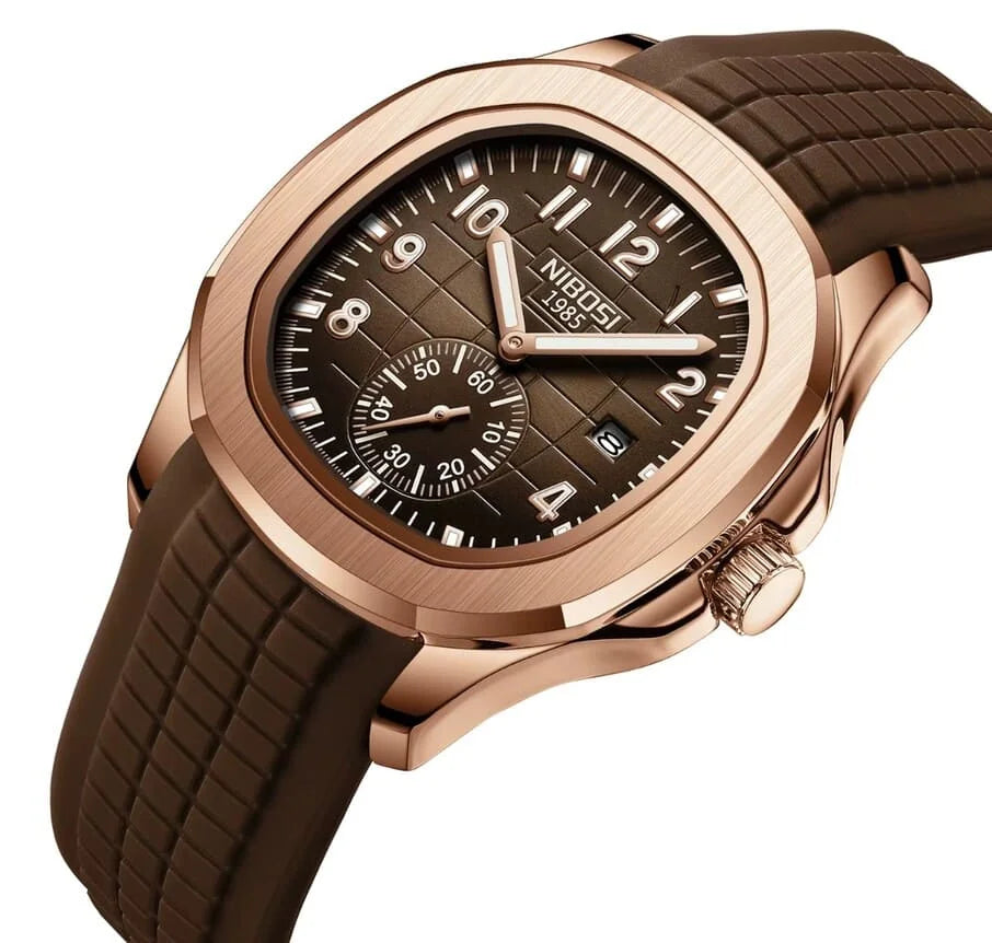 Nibosi Nemesis Men's Rubber Strap Watch – Brown