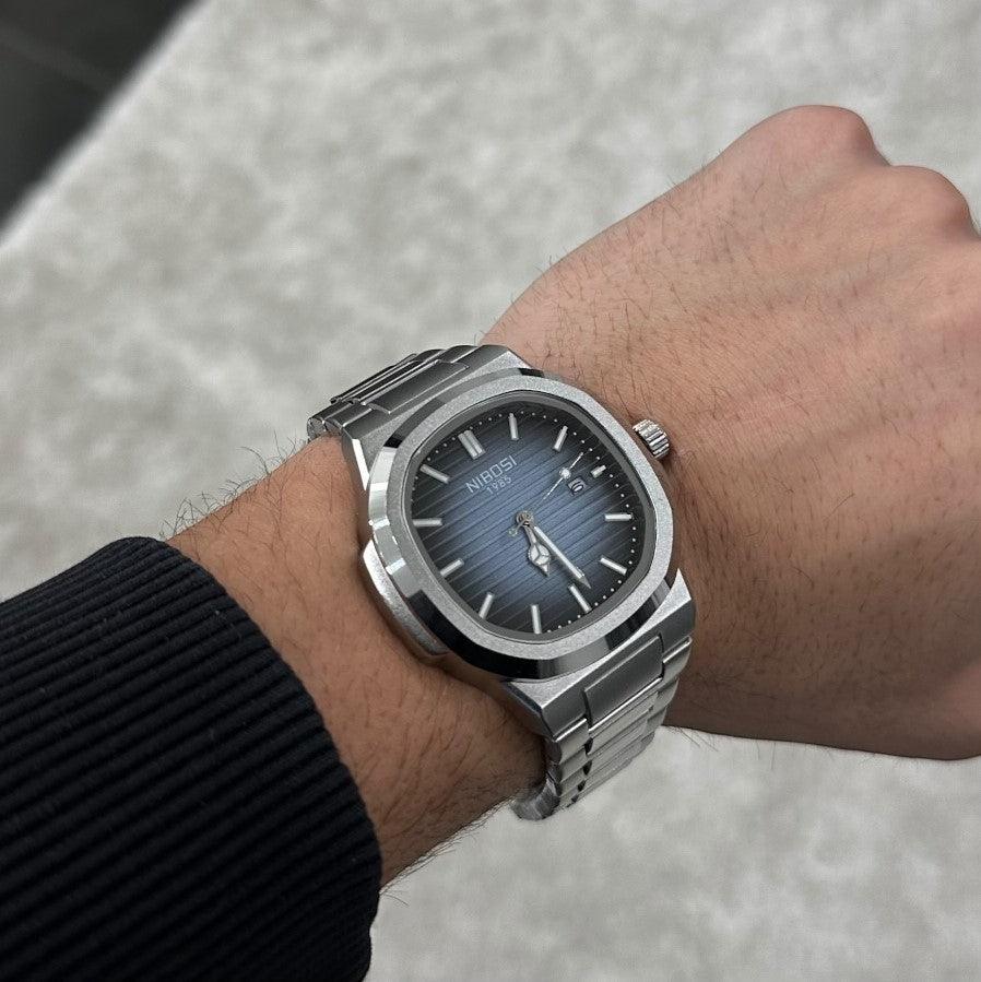 Nibosi Astronaut Men's Watch – Silver & Blue