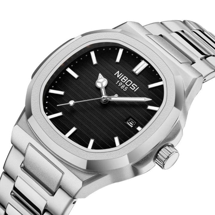 Nibosi Astronaut Men's Watch – Silver & Black