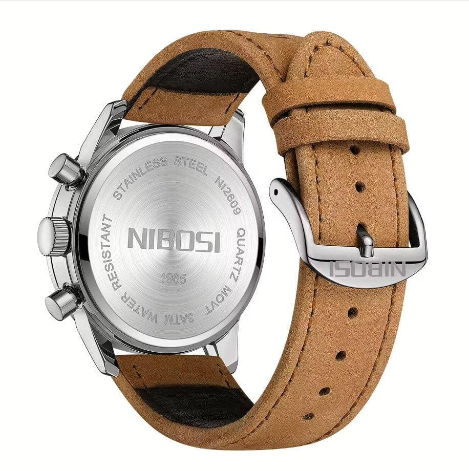 Nibosi Altus Men's Watch – Leather Strap – White