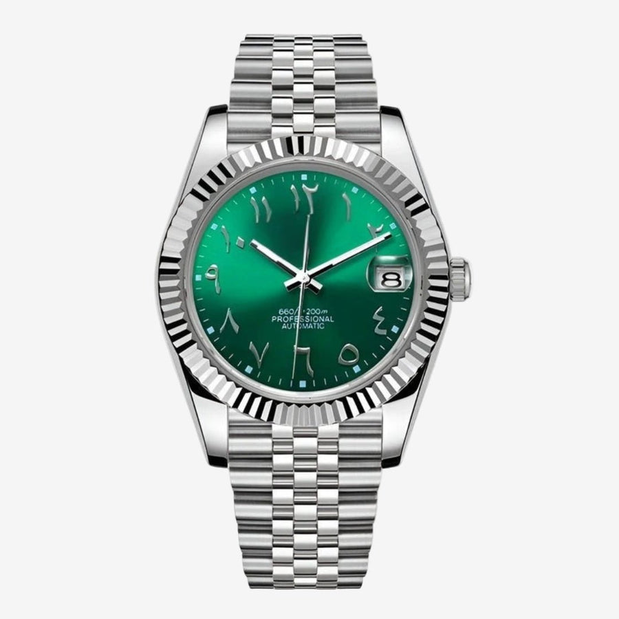 FYNTHER Datejust EDITION SILVER ARABIC EMERALD JUBILEE MOD