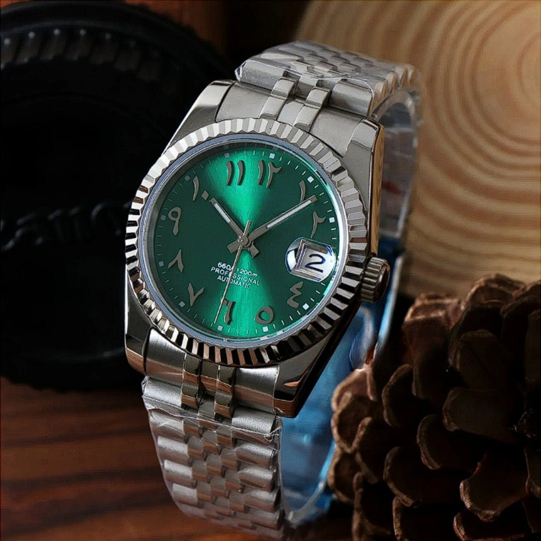 FYNTHER Datejust EDITION SILVER ARABIC EMERALD JUBILEE MOD
