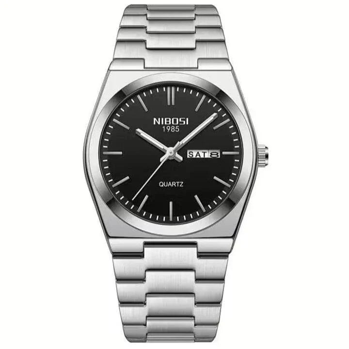 Nibosi Ardenne Men's Watch – Silver & Black