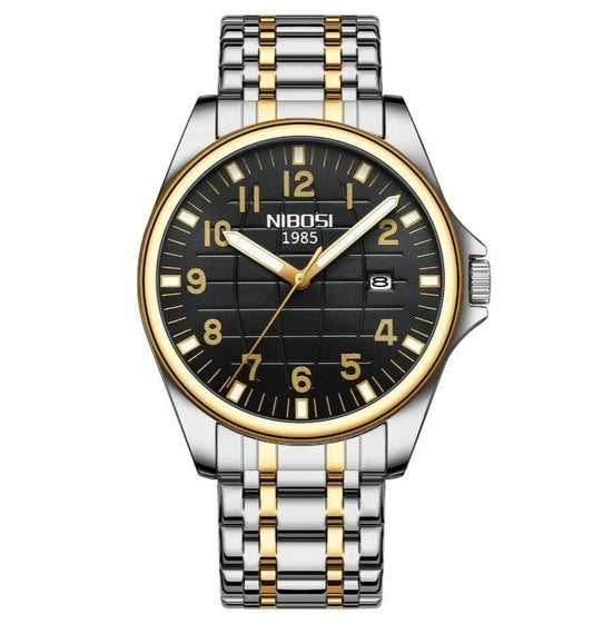 Nibosi Horizont Men's Watch – Silver-Gold & Black