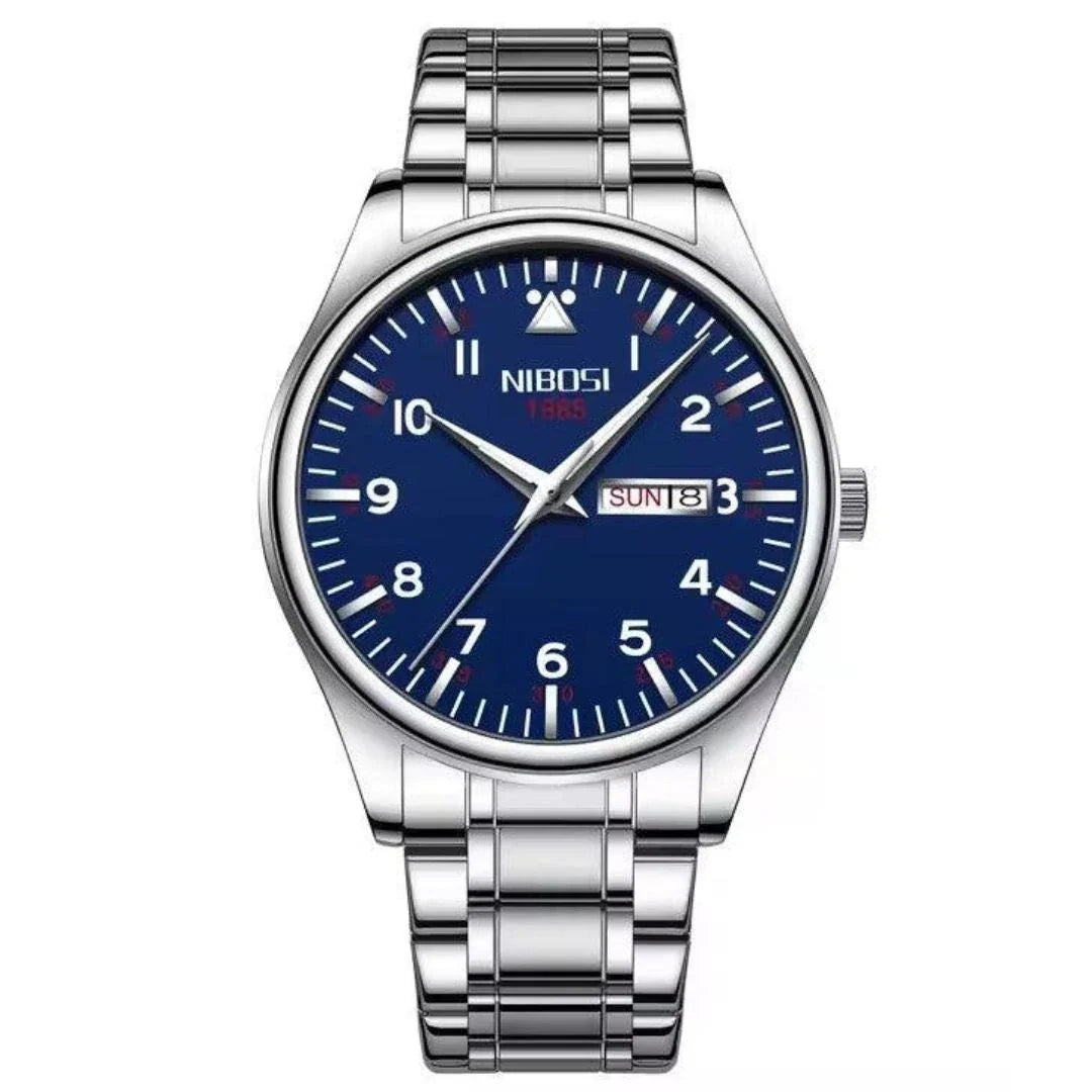 Nibosi Syncro Men's Watch – Silver & Blue