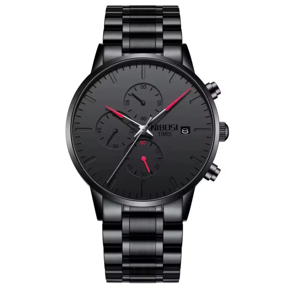 Nibosi Prestige Men's Watch – Black & Red