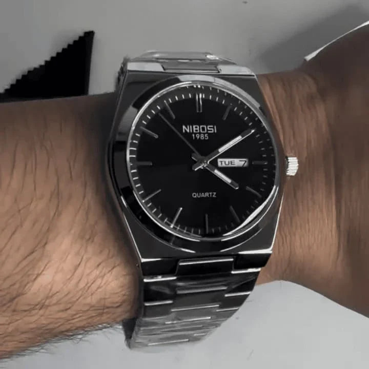 Nibosi Ardenne Men's Watch – Silver & Black