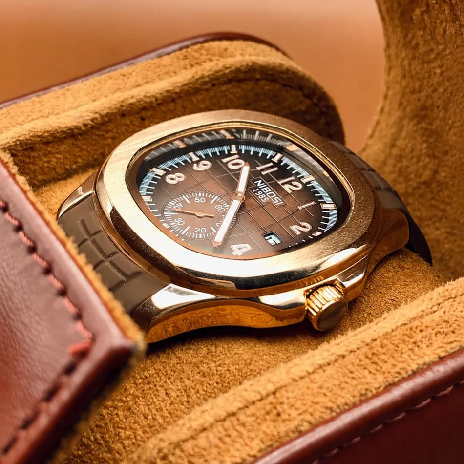 Nibosi Nemesis Men's Watch – Rubber Strap – Brown
