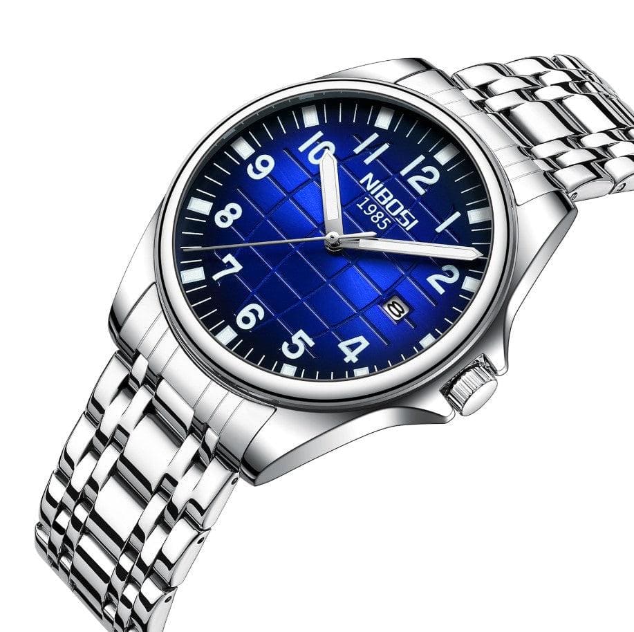Nibosi Horizont Men's Watch – Silver & Blue