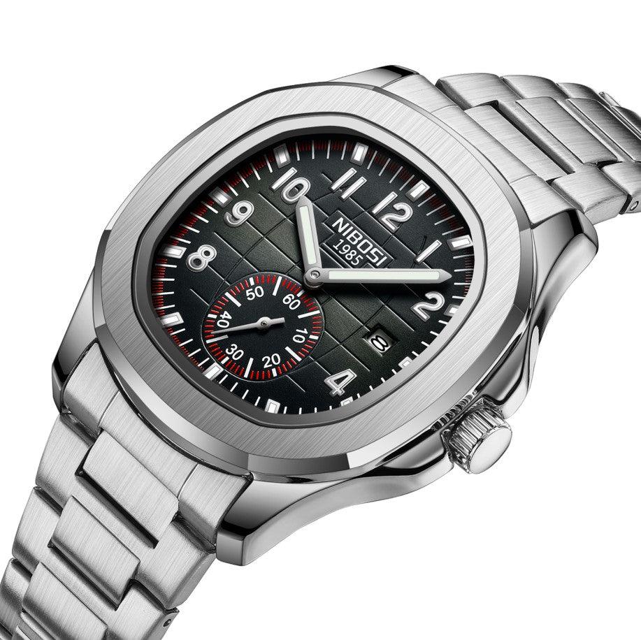Nibosi President Men's Watch – Silver & Black