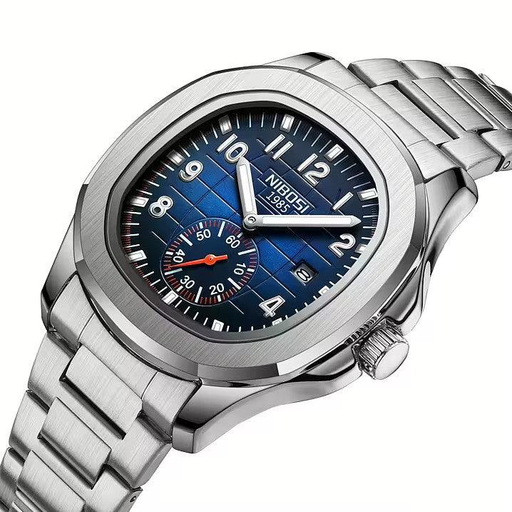 Nibosi President Men's Watch – Silver & Blue