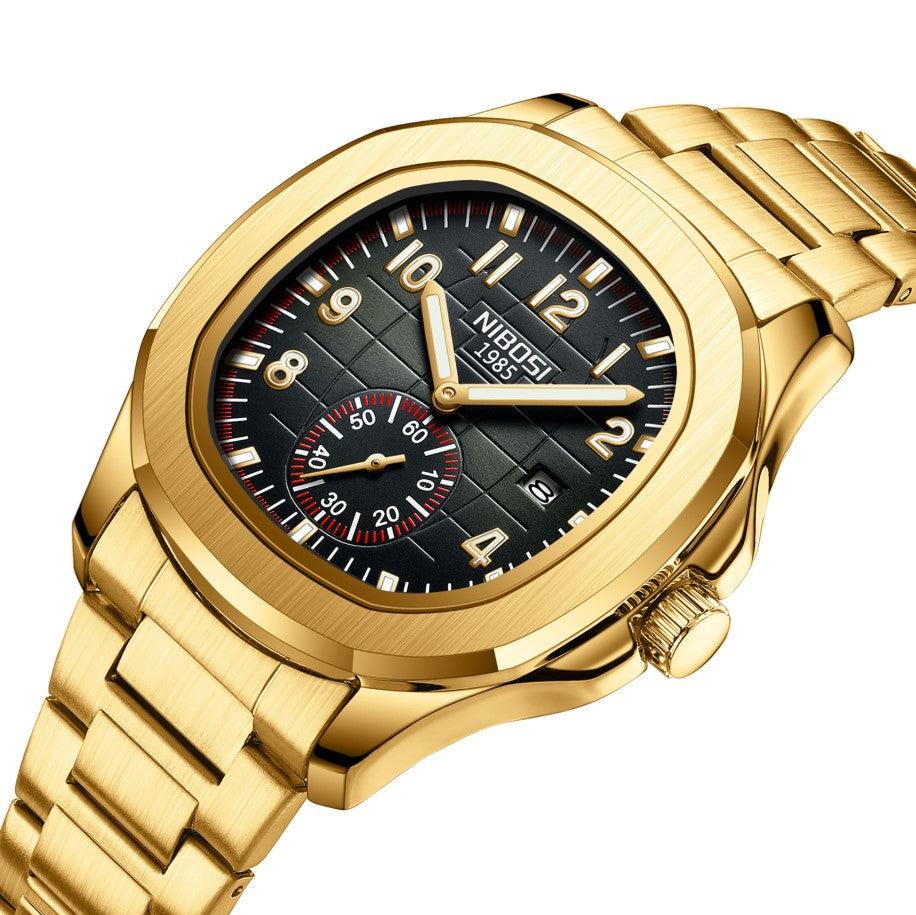 Nibosi President Men's Watch – Gold & Black