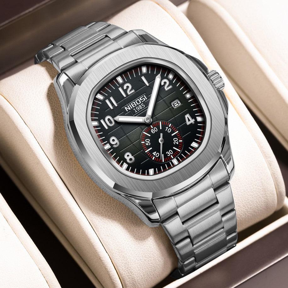 Nibosi President Men's Watch – Silver & Black