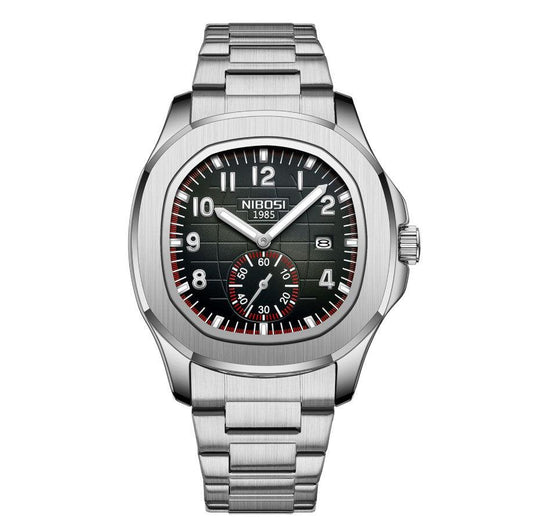 Nibosi President Men's Watch – Silver & Black